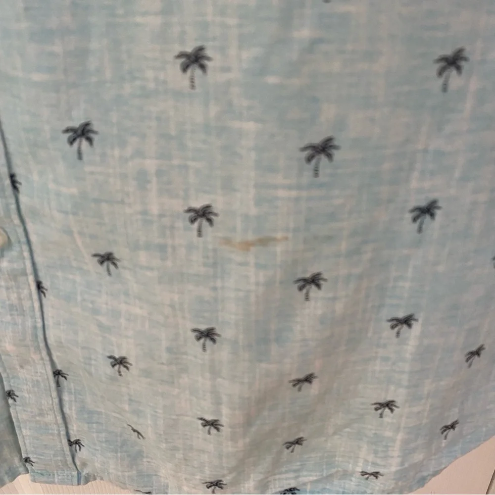 Denim & Flower Sky Blue Palm Tree Shirt‎ Preppy Palm Trees Beach Wear Spring - Picture 6 of 9
